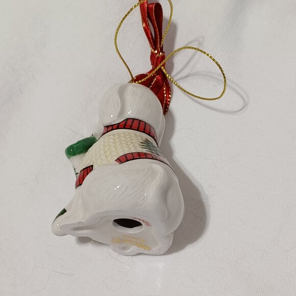 SPODE Christmas Tree Ceramic Ornament Puppy Dog With Stocking In Box - Picture 7 of 9
